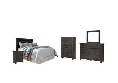 Image for Brinxton Queen/Full Panel Headboard Bed with Mirrored Dresser, Chest and Nightstand