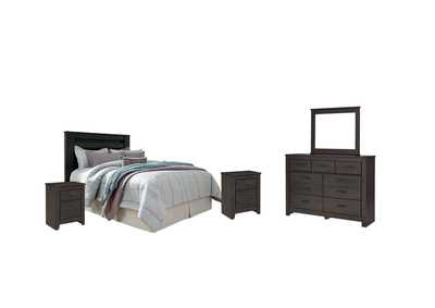 Image for Brinxton King/California King Panel Headboard Bed with Mirrored Dresser and 2 Nightstands