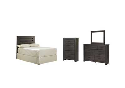 Image for Brinxton Full Panel Headboard Bed with Mirrored Dresser and Chest