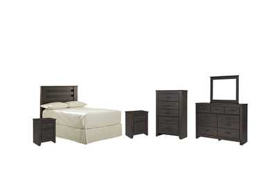 Image for Brinxton Full Panel Headboard Bed with Mirrored Dresser, Chest and 2 Nightstands