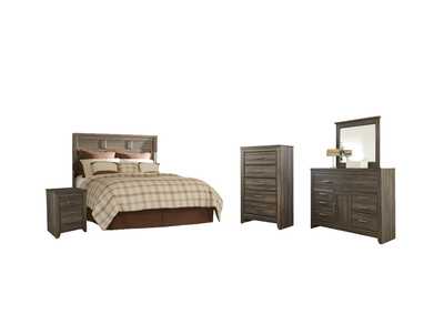Image for Juararo Queen Panel Headboard Bed with Mirrored Dresser, Chest and Nightstand