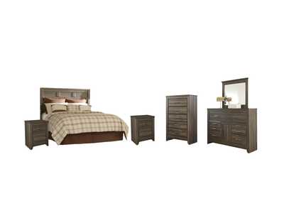 Image for Juararo Queen Panel Headboard Bed with Mirrored Dresser, Chest and 2 Nightstands