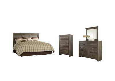 Image for Juararo King/California King Panel Headboard Bed with Mirrored Dresser and Chest