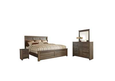 Image for Juararo King Panel Bed with Mirrored Dresser and 2 Nightstands