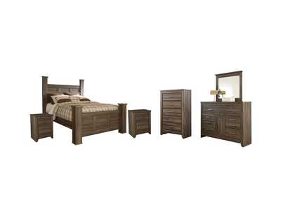 Image for Juararo Queen Poster Bed with Mirrored Dresser, Chest and 2 Nightstands
