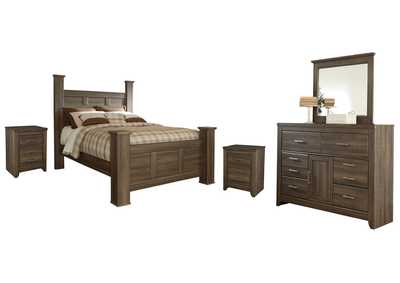 Image for Juararo Queen Poster Bed with Mirrored Dresser and 2 Nightstands
