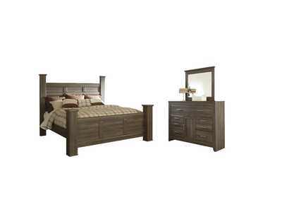 Juararo California King Poster Bed with Mirrored Dresser,Signature Design By Ashley