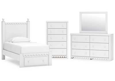 Mollviney Twin Panel Storage Bed with Mirrored Dresser and Chest,Signature Design By Ashley