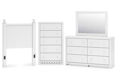 Mollviney Twin Panel Headboard with Mirrored Dresser and Chest,Signature Design By Ashley