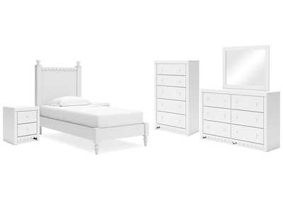 Mollviney Twin Panel Bed with Mirrored Dresser, Chest and 2 Nightstands,Signature Design By Ashley