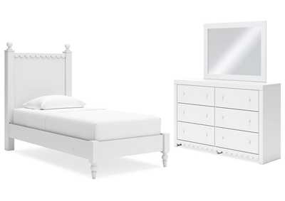 Mollviney Twin Panel Bed with Mirrored Dresser,Signature Design By Ashley