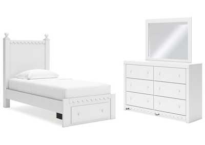 Mollviney Twin Panel Storage Bed with Mirrored Dresser,Signature Design By Ashley