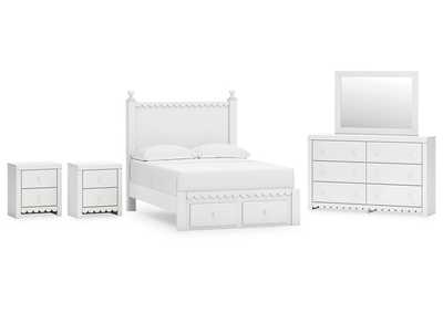 Mollviney Full Panel Storage Bed with Mirrored Dresser and 2 Nightstands,Signature Design By Ashley