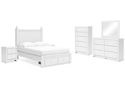 Mollviney Full Panel Storage Bed with Mirrored Dresser, Chest and 2 Nightstands,Signature Design By Ashley