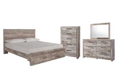 Effie King Panel Bed with 2 Storage Drawers with Mirrored Dresser and Chest,Signature Design By Ashley