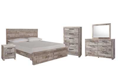 Effie King Panel Bed with 2 Storage Drawers with Mirrored Dresser, Chest and Nightstand,Signature Design By Ashley