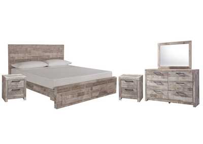 Effie King Panel Bed with 2 Storage Drawers with Mirrored Dresser and 2 Nightstands,Signature Design By Ashley