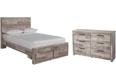 Effie Full Panel Bed with 2 Storage Drawers with Dresser