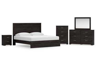 Belachime King Panel Bed with Mirrored Dresser, Chest and Nightstand,Signature Design By Ashley