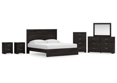 Belachime King Panel Bed with Mirrored Dresser, Chest and 2 Nightstands,Signature Design By Ashley