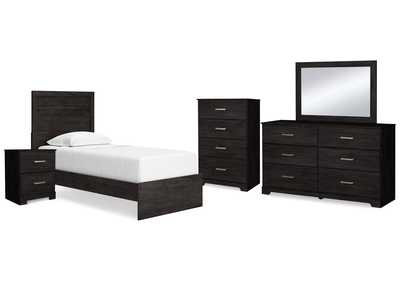 Belachime Twin Panel Bed with Mirrored Dresser, Chest and Nightstand,Signature Design By Ashley