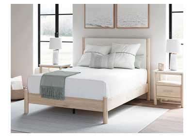 Cadmori Queen Upholstered Panel Bed with Mirrored Dresser,Signature Design By Ashley