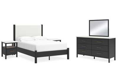 Cadmori Full Upholstered Panel Bed with Mirrored Dresser and 2 Nightstands,Signature Design By Ashley