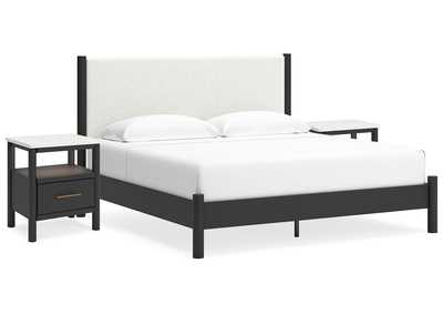 Cadmori King Upholstered Panel Bed with 2 Nightstands,Signature Design By Ashley