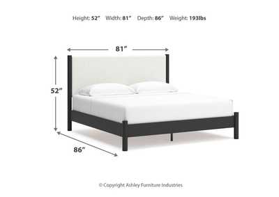 Cadmori King Upholstered Panel Bed with Mirrored Dresser and 2 Nightstands,Signature Design By Ashley