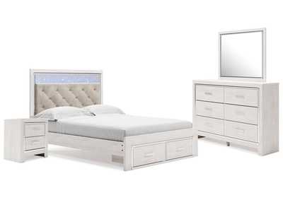 Image for Altyra Queen Upholstered Storage Bed with Mirrored Dresser and Nightstand