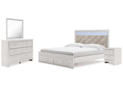 Image for Altyra King Upholstered Storage Bed with Mirrored Dresser and Nightstand