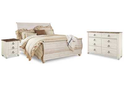 Willowton King Sleigh Bed, Dresser and Nightstand