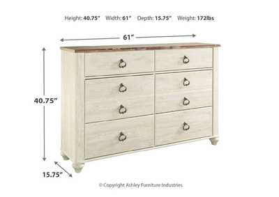 Willowton King/California King Panel Headboard Bed with Dresser,Signature Design By Ashley
