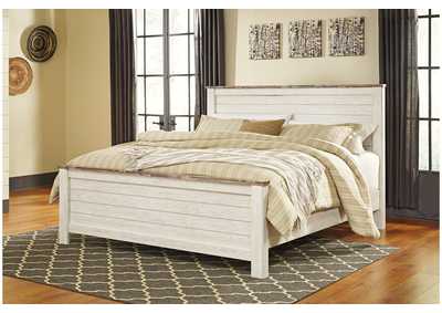 Willowton King Panel Bed with Mirrored Dresser and Nightstand,Signature Design By Ashley