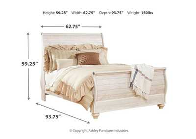 Willowton Queen Sleigh Bed with Mirrored Dresser,Signature Design By Ashley