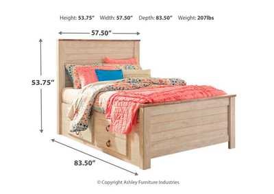 Willowton Full Panel Bed with Storage, Dresser and Mirror,Signature Design By Ashley