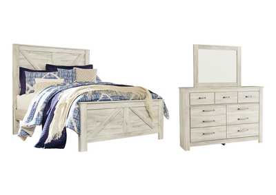 Bellaby Queen Crossbuck Panel Bed with Mirrored Dresser,Signature Design By Ashley