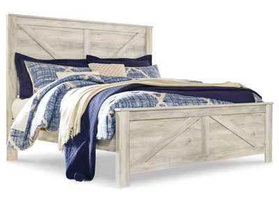Bellaby King Crossbuck Panel Bed with Mirrored Dresser and Chest,Signature Design By Ashley
