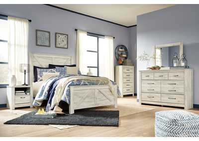 Bellaby Queen Crossbuck Panel Bed with Mirrored Dresser, Chest and Nightstand,Signature Design By Ashley