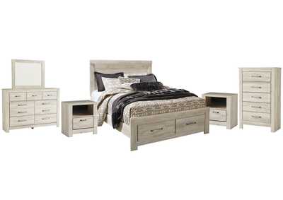 Bellaby Queen Platform Bed with 2 Storage Drawers with Mirrored Dresser, Chest and 2 Nightstands,Signature Design By Ashley