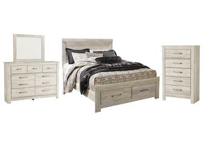 Bellaby Queen Platform Bed with 2 Storage Drawers with Mirrored Dresser and Chest,Signature Design By Ashley