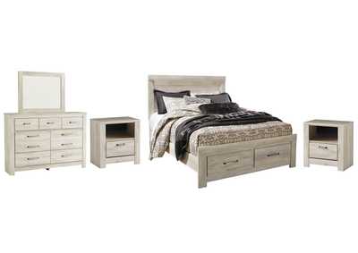 Bellaby Queen Platform Bed with 2 Storage Drawers with Mirrored Dresser and 2 Nightstands,Signature Design By Ashley