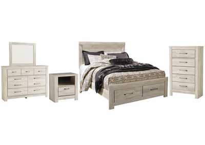 Bellaby Queen Platform Bed with 2 Storage Drawers with Mirrored Dresser, Chest and Nightstand,Signature Design By Ashley