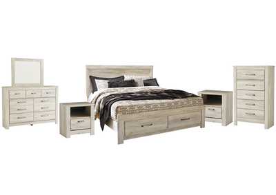 Bellaby King Platform Bed with 2 Storage Drawers with Mirrored Dresser, Chest and 2 Nightstands,Signature Design By Ashley