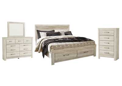 Bellaby King Platform Bed with 2 Storage Drawers with Mirrored Dresser and Chest,Signature Design By Ashley