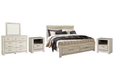 Bellaby King Platform Bed with 2 Storage Drawers with Mirrored Dresser and 2 Nightstands,Signature Design By Ashley