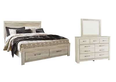 Bellaby King Platform Bed with 2 Storage Drawers with Mirrored Dresser,Signature Design By Ashley