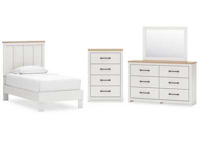 Image for Linnocreek Twin Panel Bed with Storage with Mirrored Dresser and Chest