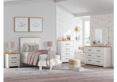 Linnocreek Twin Panel Bed with Mirrored Dresser and 2 Nightstands,Benchcraft