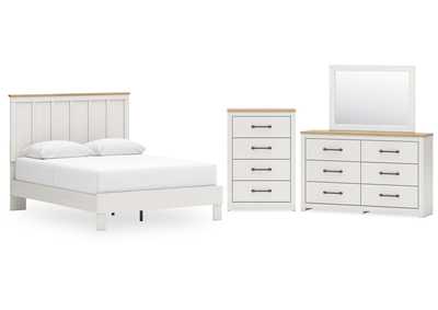 Linnocreek Queen Panel Bed with Mirrored Dresser and Chest